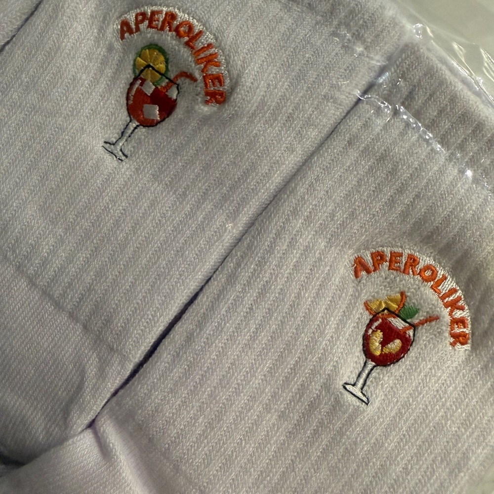 White Aperol Embroidered Socks